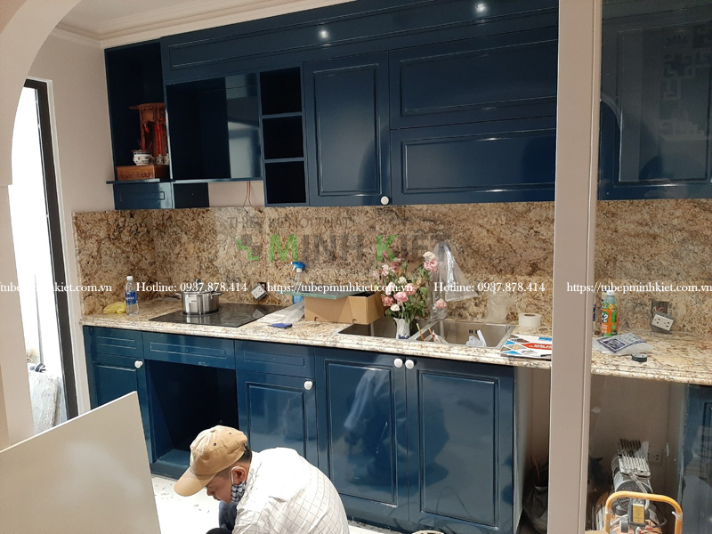 Công trình tủ bếp MDF đẹp nhà chị An - Chung Cư Hà Đô 3/2.