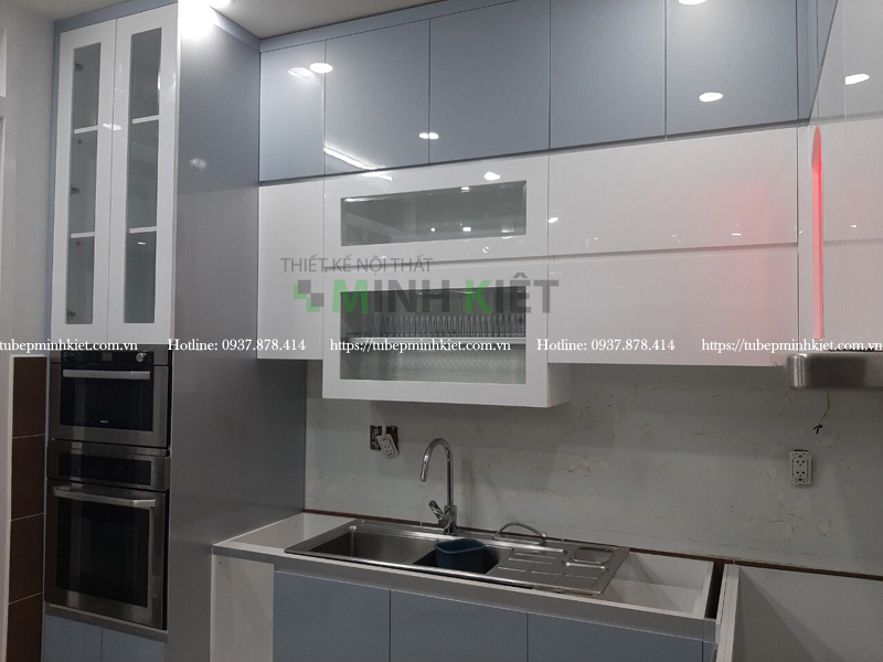 tủ bếp nhựa picomat đẹp chữ L sang trọng nhà anh Hải - Quận 6. tủ bếp nhựa picomat đẹp chữ L sang trọng nhà anh Hải - Quận 6.