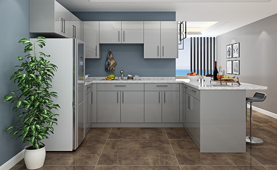 Tủ bếp hiện đại với chất liệu acrylic bóng gương Tủ bếp hiện đại với chất liệu acrylic bóng gương