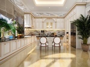 Mẫu tủ bếp tân cổ điển đẹp, sang trọng khiến ai cũng phải xiêu lòng