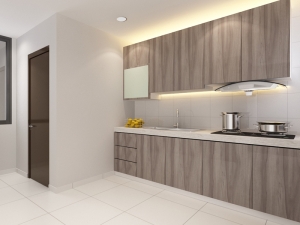 Mẫu tủ bếp chữ i TBI008